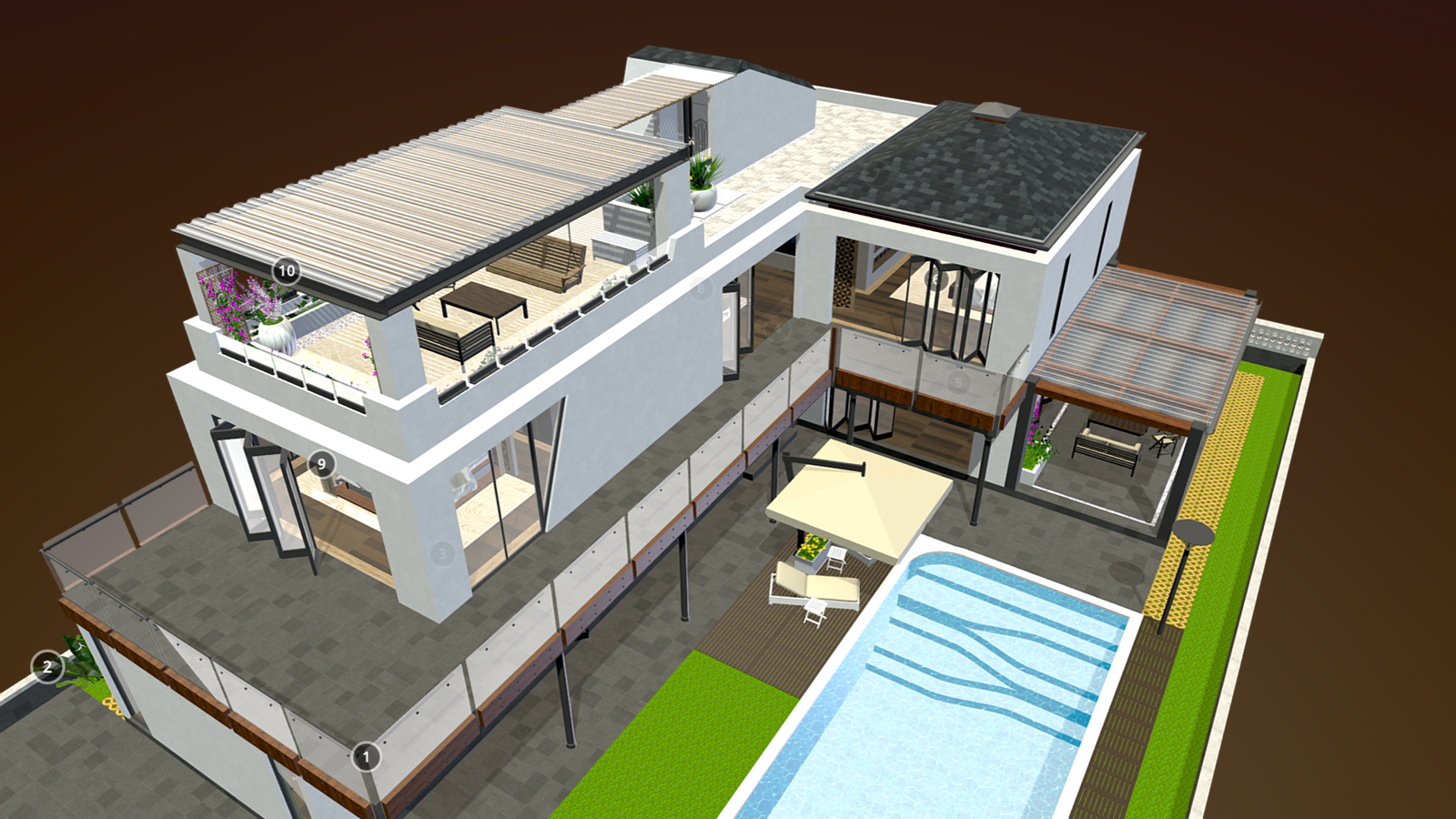 3D render of residential villas in Toronto designed for quantity surveying project